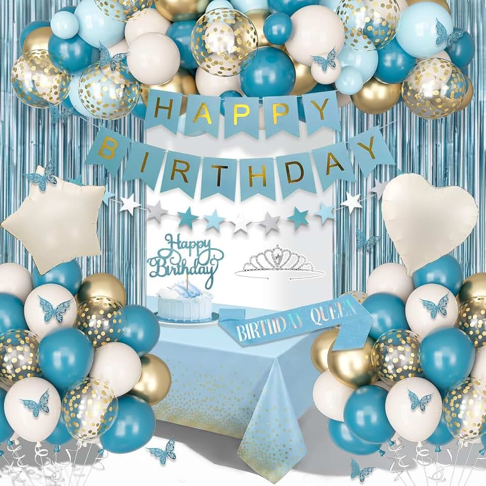 Amandir Blue Birthday Decorations for Women
