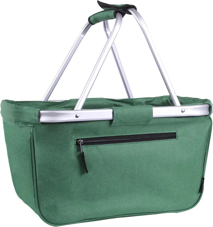 Picnic Basket, SIYUAN 24L Collapsible Market Basket with Two Handles Portable Canvas Grocery Basket Reusable Christmas Shopping Bag