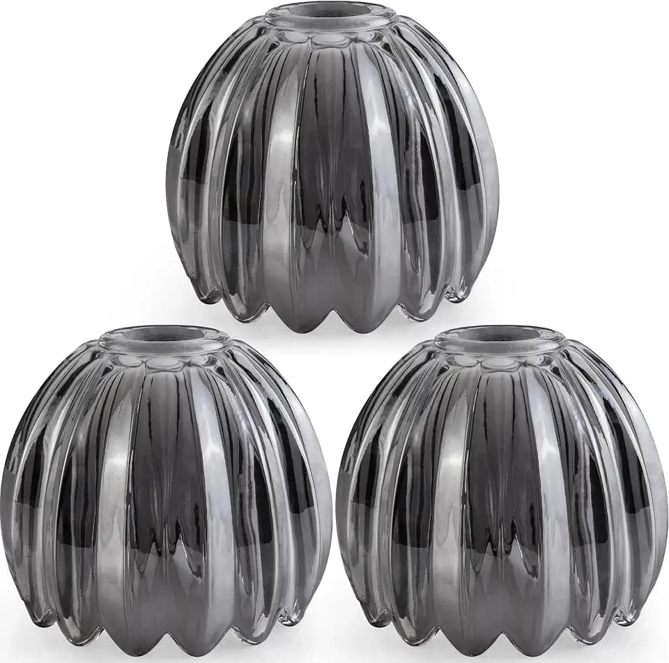 GO&SO Dark Grey Tulip Glass Lamp Shades 3Pcs,4.33" D x 4.13" H,1.3 lb