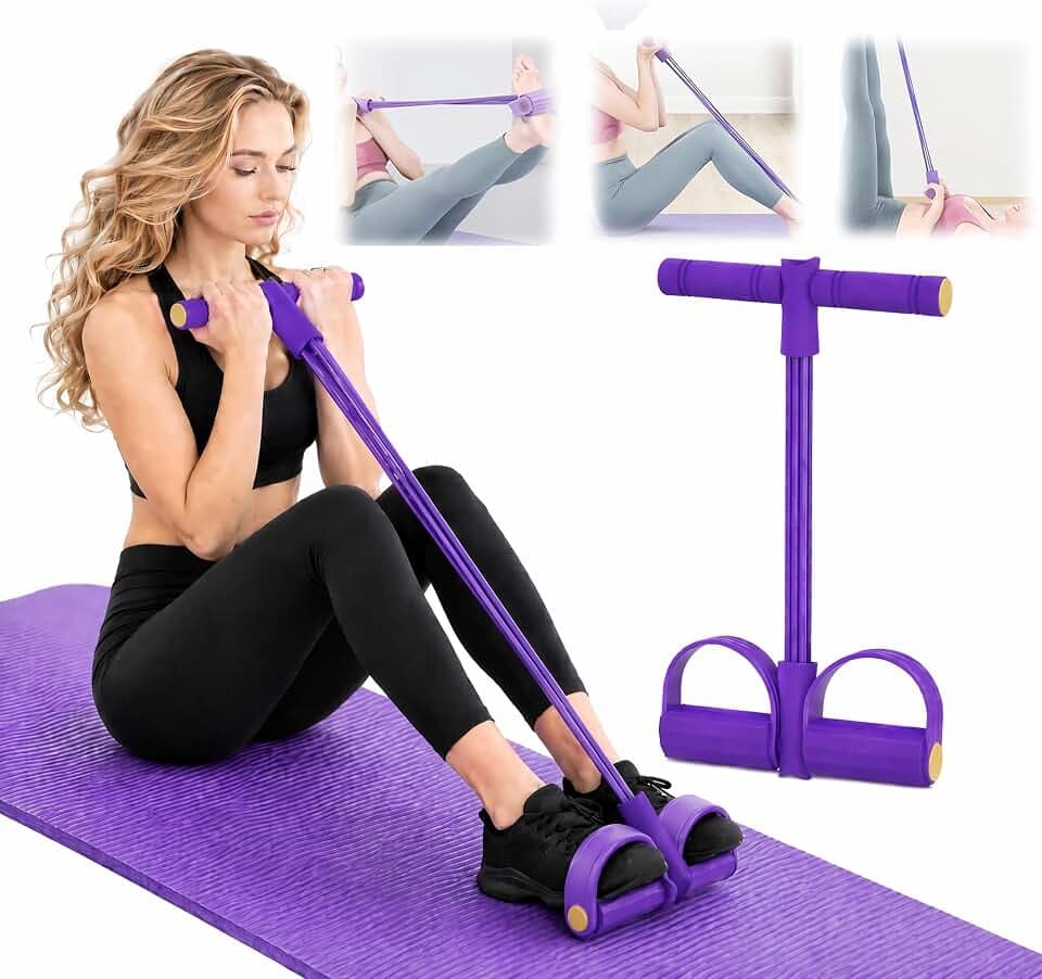Multifunktionales Fitness-Spannseil: 6-Tubes Pedal Widerstandsband mit Fußpedalen für Bauchtraining, Rückentraining & Beintraining, Widerstandsbänder für Ganzkörpertraining Zuhause