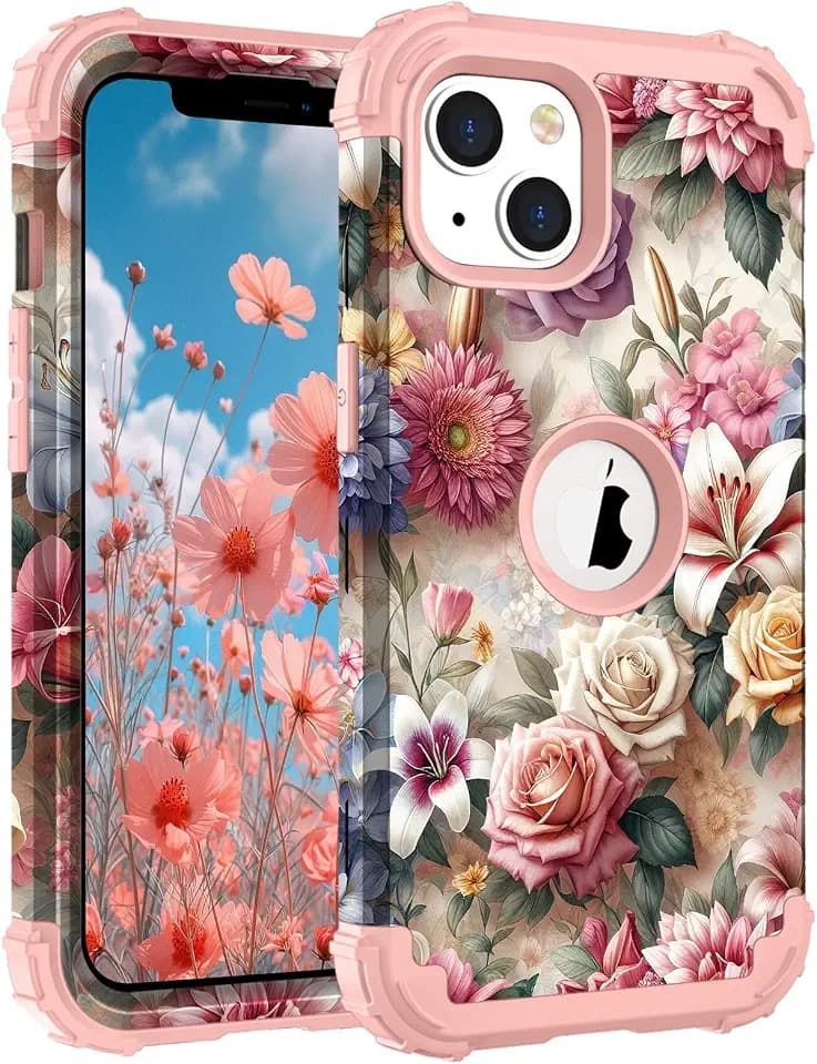 Hocase Heavy Duty Case for iPhone 14/13 6.1"", Rose Flowers