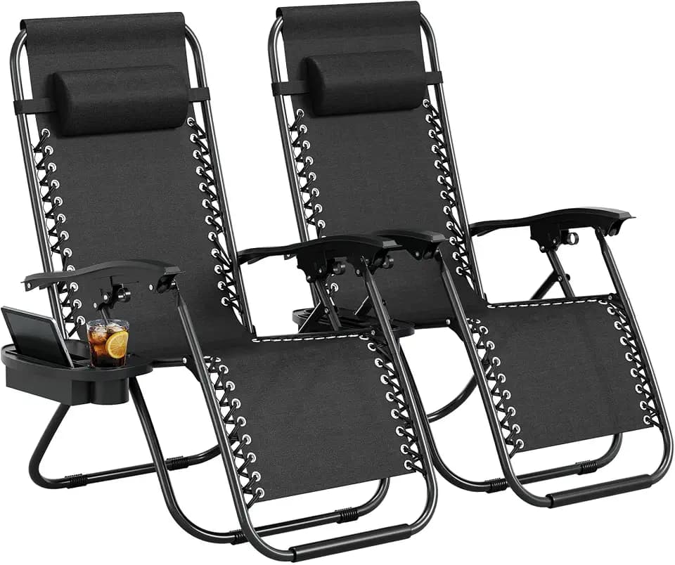 Garvee Zero Gravity Chair Set of 2, Adjustable Patio Lounge Chair