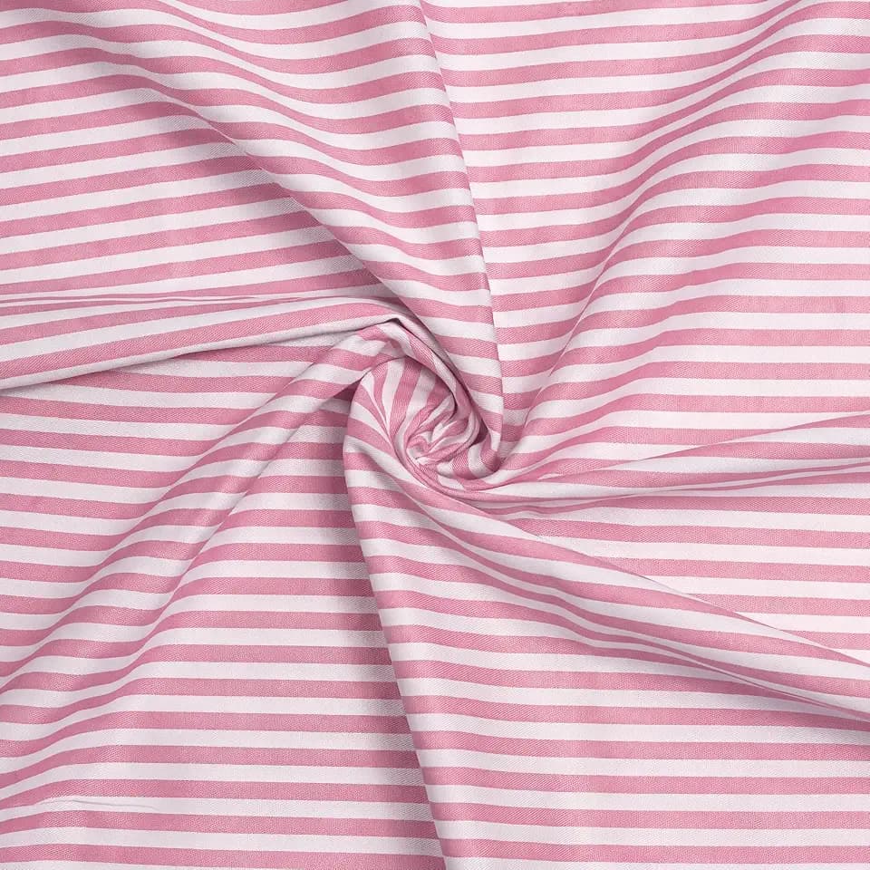 64.2" Wide Striped Fabric By The Yard for Shirt, Bedding Set, Bag and DIY Handicraft. (Pink, 1Y)