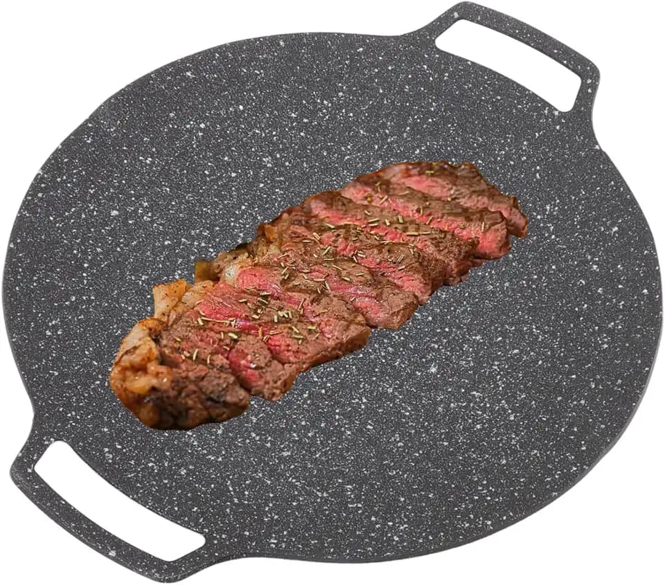 Cyrank Koreanische BBQ-Grillpfanne, Runde BBQ-Grill Antihaft-Grill, Koreanischer BBQ-Grillplatte, Antihaftbeschichtete Runde Grillpfanne Für Koreanisches BBQ, Bratpfanne(30 cm)
