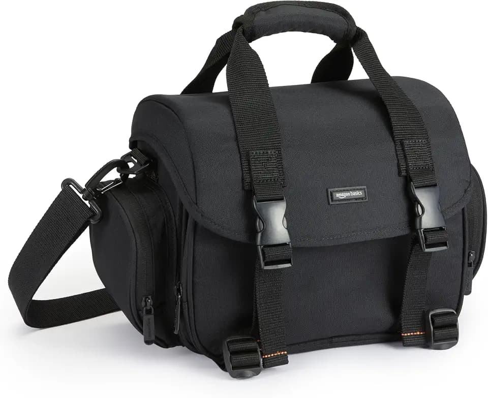 Amazon Basics Schultertasche für SLR-Kamera, Groß, Schwarz/Grau