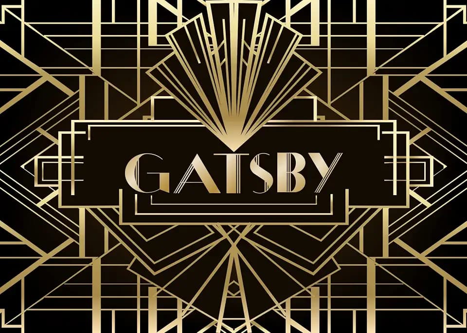 BELECO 10x6.5ft Fabric Gatsby Photography Backdrop Great Black and Gold Golden Banner 1920s Retro Roaring Gatsby Theme Party Decorations Art Decor Children Adults Birthday Backdrop Photo Booth Props