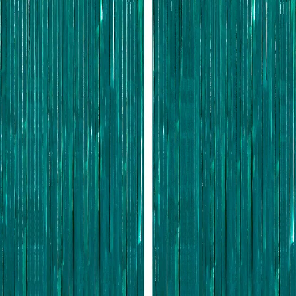 PartyWoo Teal Tinsel Streamers 8.2FT 2pcs Turquoise Foil Fringe Streamer