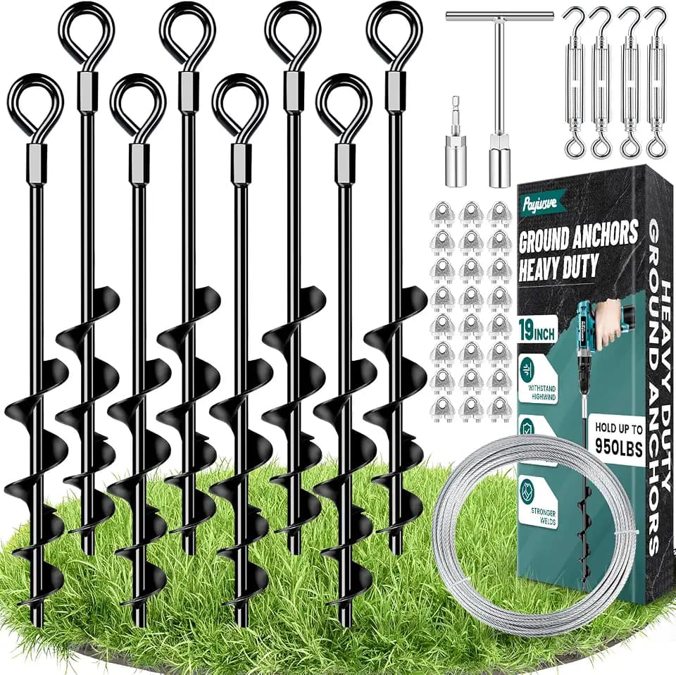 Ground Anchors Heavy Duty Mobile Home Anchor Shed Anchors Kit, 8x19in
