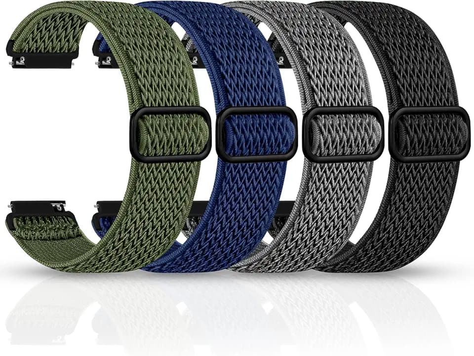 Easuny 4 Pack Elastic 22mm 20mm 18mm Watch Band Compatible with Garmin Vivoactive 5/6 Watch Bands, Venu 3/4, Sport Quick Release Replacement Strap for Venu 3S/2S, Forerunner 165/265/255/55 Men Women