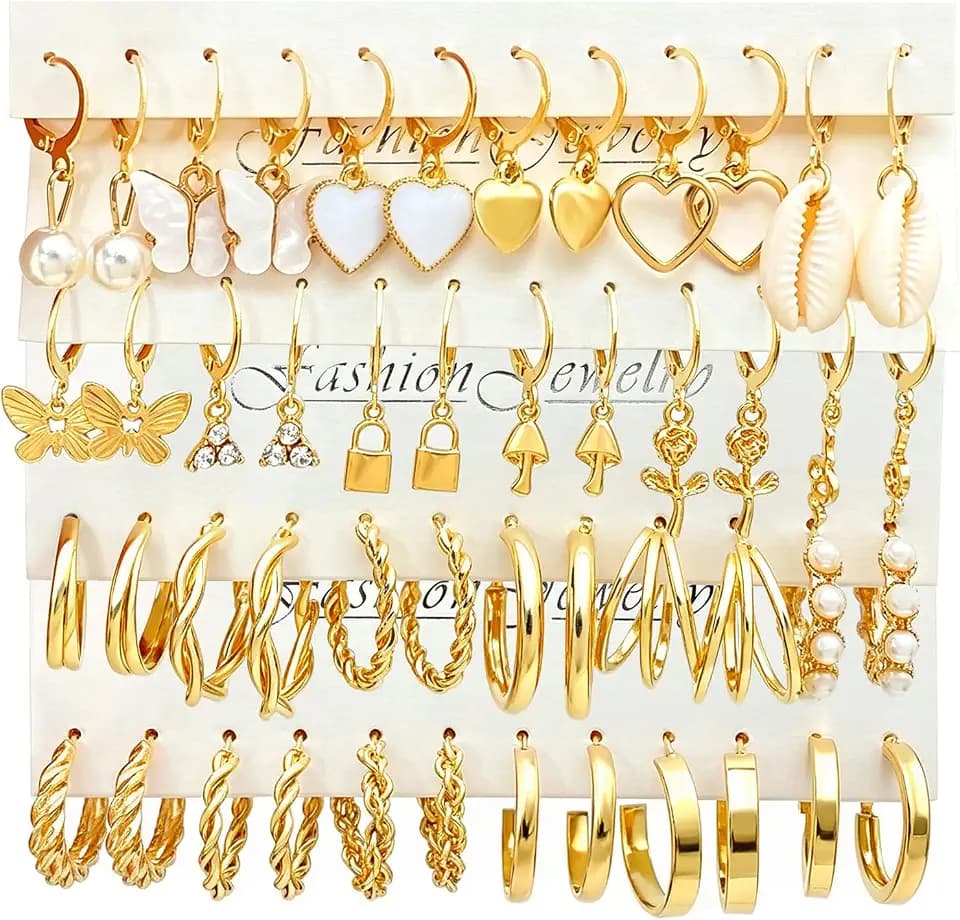 Gold Hoop Earrings Set for Women,Twisted Statement Hoop Earrings Pack Trendy Jewelry Gifts