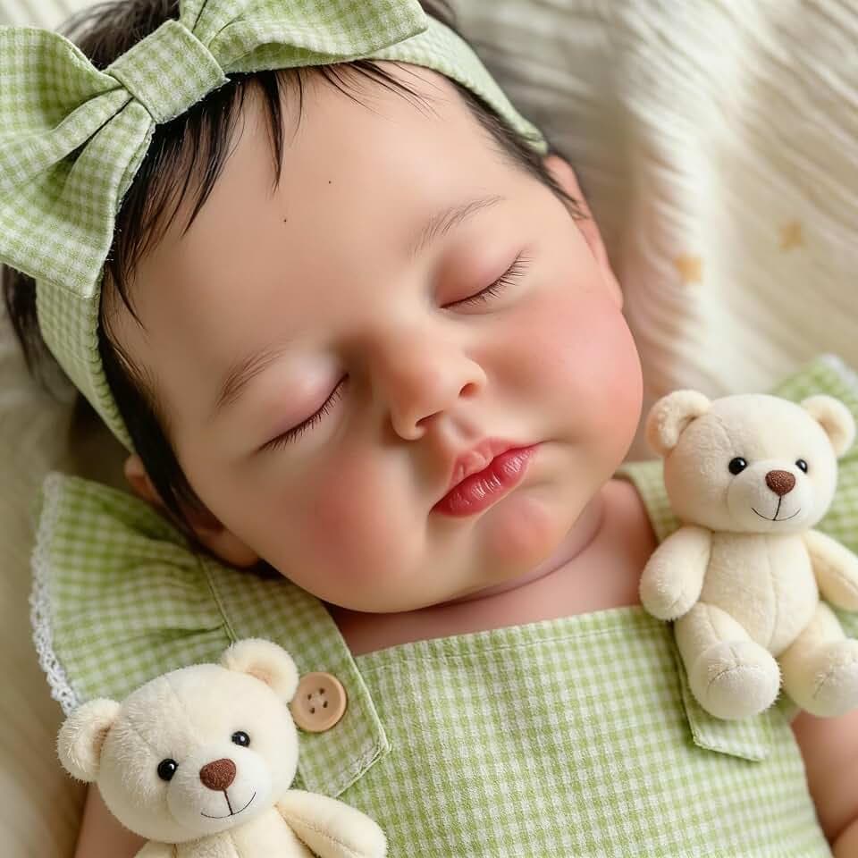 Zero pam Lebensecht Reborn Baby Mädchen Vollsilikon Puppe, 45 cm Reborn Babypuppe Wie Echtes Baby, Vollsilikon Vinyl Waschbare Puppe mit Haaren Bew Augen Offen (Modern)