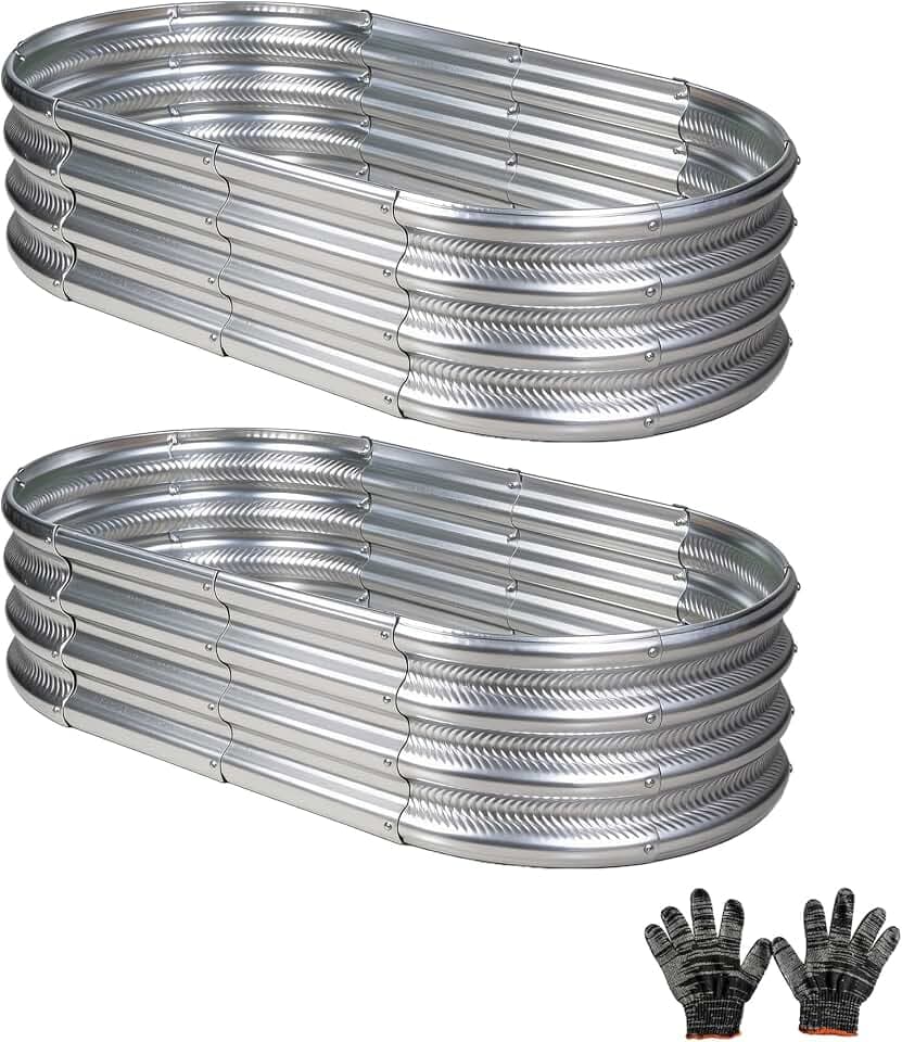 Gartist 2 pcs 4×2×1 ft Raised Garden Bed for Outdoor, Easy Assembly Galvanized Planter Box for Vegetables, Flowers & Herbs