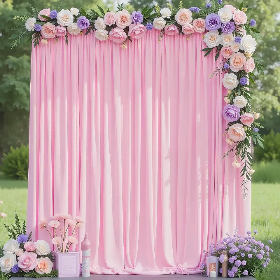 Wokceer Pink Backdrop Curtain for Wedding Parties Backdrop Drapes 10x8FT