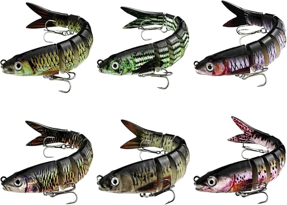 Topwater Swimbait Lures for Bass, Trout, Crappie, Pike, Walleye - Lifelike Action Freshwater Saltwater Artificial Fishing Bait with Storage Box