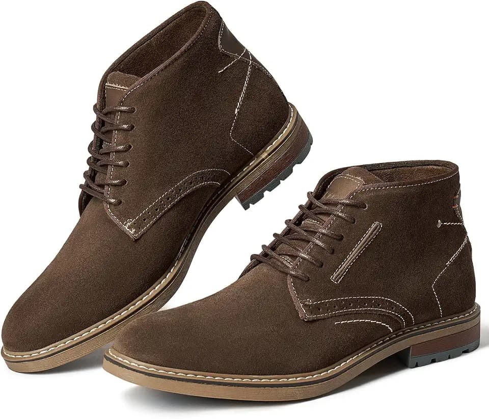 Arkbird Mens Chukka Boots, Genuine Leather Dress Boots Classic Casual Fashion Ankle Lace-up Boot for Men