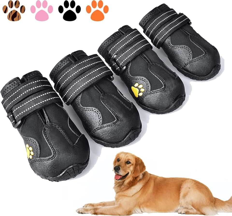 XSY&G Dog Shoes for Hot Pavement, Dog Snow Booties for Medium Dogs 4Pcs