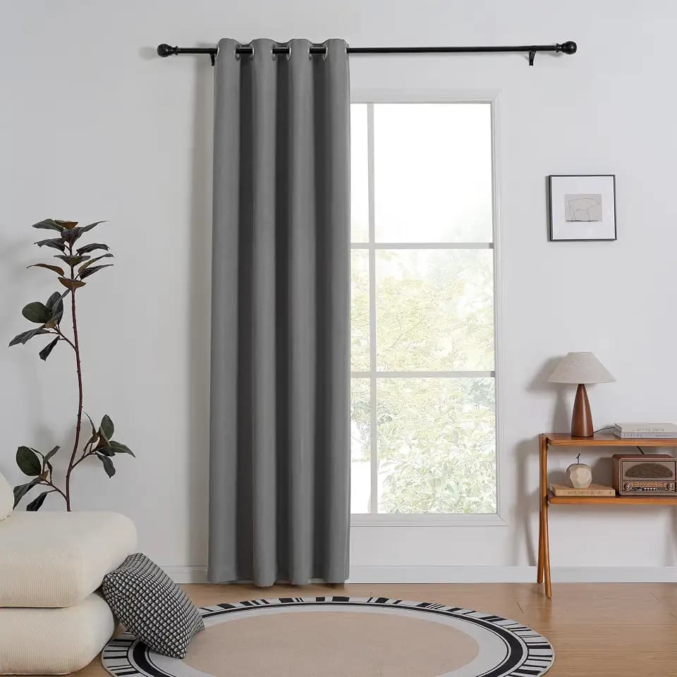 100% Blickdichte Schiebevorhänge Verdunkelungsvorhang, Vorhänge mit Ösen Gardinen Leinenoptik Thermovorhang Hitzeschutz für Schlafzimmer Wohnzimmer 1 Stück (120x175 cm)