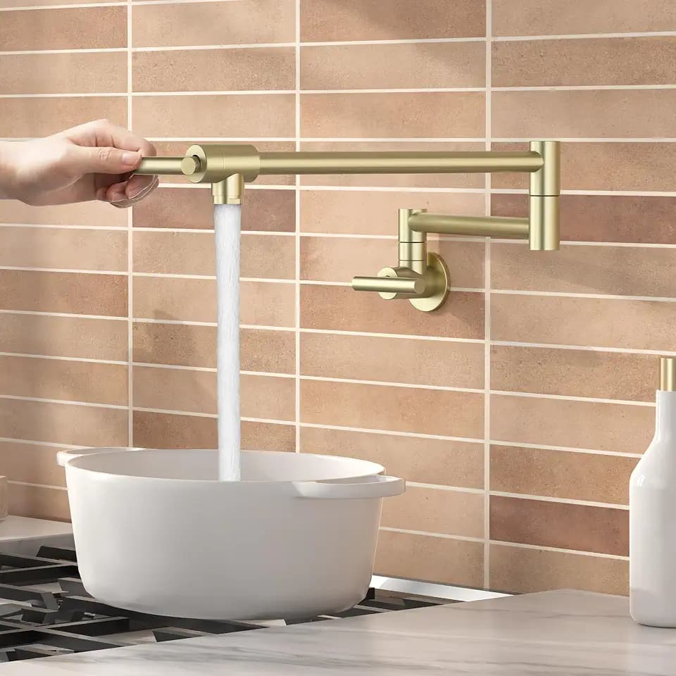 KES Gold Pot Filler Faucet with Heat-Resistant Cartridge, 26" Brushed Gold