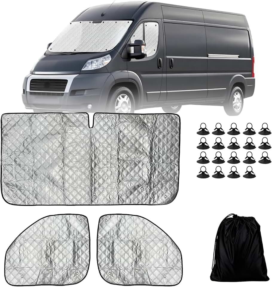 Sonnenschutz Auto Frontscheibe für FIAT Ducato Wohnmobil Interne Thermomatten Verdunkelung Sichtschutz UV-Schutz Frontscheibenabdeckung für Peugeot Boxer und Citroën Jumper 2006-2025