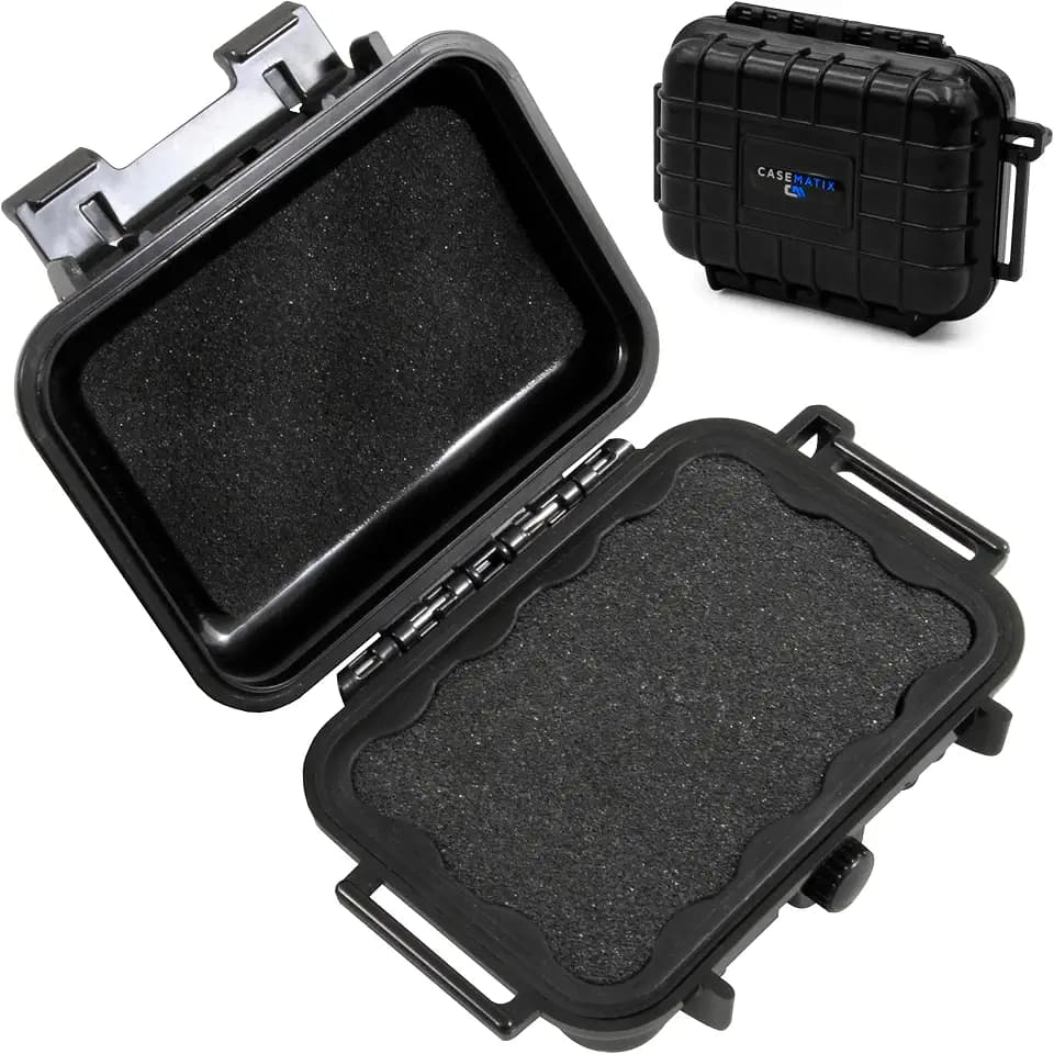 CASEMATIX 5.75" Waterproof Small Hard Case with Customizable Foam for Portable Electronics, Tools and Accessories - Hard Shell Small Plastic Case with Pre-Diced Travel Case Foam Interior