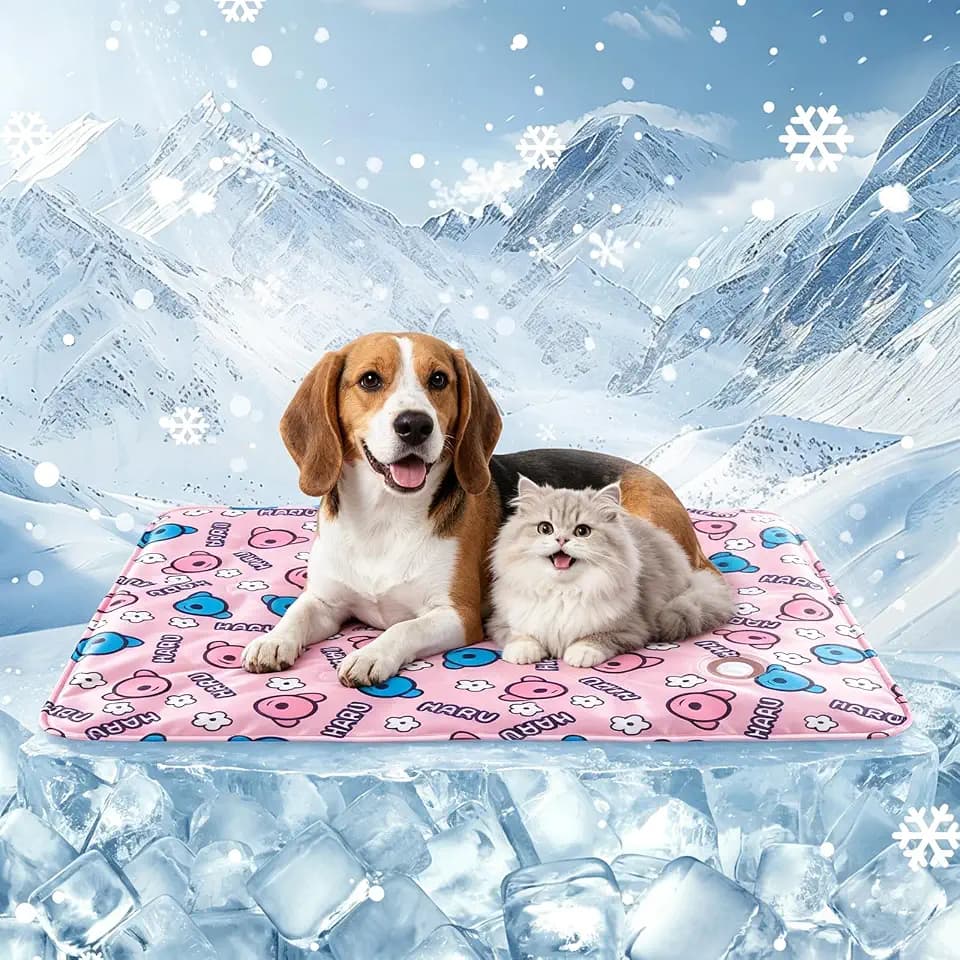 Selbstkühlende Matte für Hunde, ungiftige Gelmatte, Kühlkissen für Hunde und Katzen, Sommerkühlmatratze, 60 x 90 cm, Rosa, Größe L