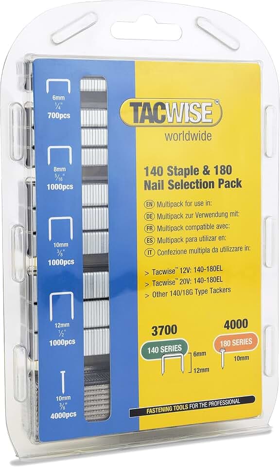 Tacwise 1627 Typ 140 Heftklammern und Typ 180 (18G) / 10 mm Nägel
