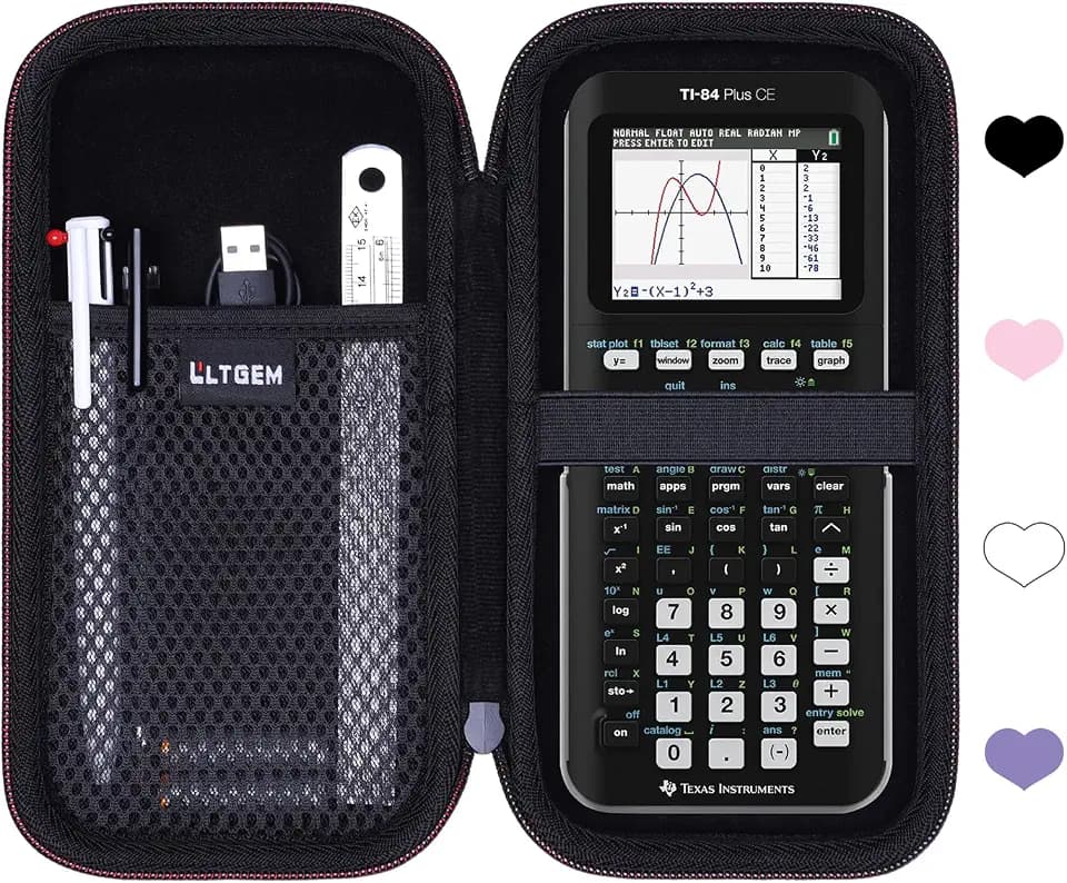 Hard Case Compatible with Texas Instruments TI-84 Plus CE/TI-84 Plus/TI-84 Evo/TI-Nspire CX II CAS/TI-Nspire CX II/TI-83 Plus/TI-85 /TI-86 /TI30xs /TI36X Pro/TI 34 Color Graphing Calculator (Black)