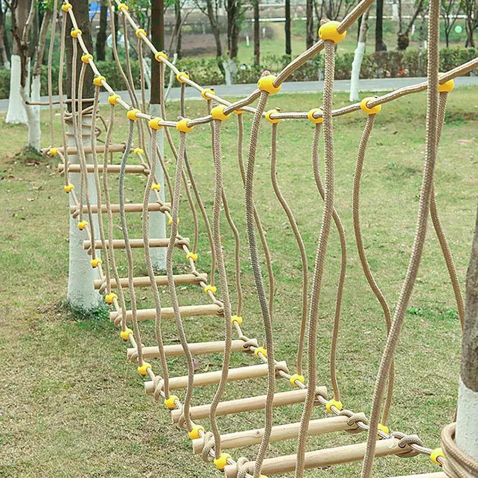 HAZEK Kindergarten Outdoor Bridge Children's Sports Fitness Training Equipment Solid Wood Bridge Balance Bridge Climbing Bridge Toys(Size:4m)
