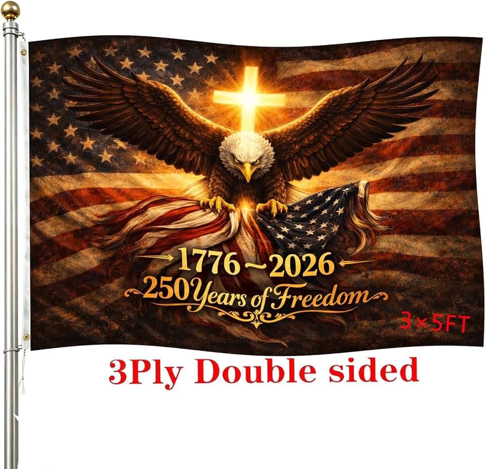 250th Anniversary USA Double Sided 3-Ply Flag for outside,We The People 1776-2026 Patriotic Yard,American Flag 250 Year Anniversary House Banner