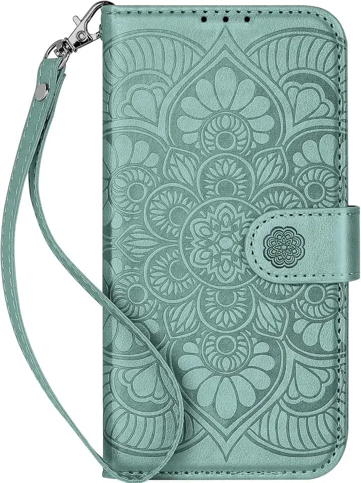 Wallet Case for Galaxy S24, [RFID Blocking] 3 Card Holder Stand with Credit Card Slot PU Leather Magnetic Protective Flip Cover for Galaxy S24 (Green)