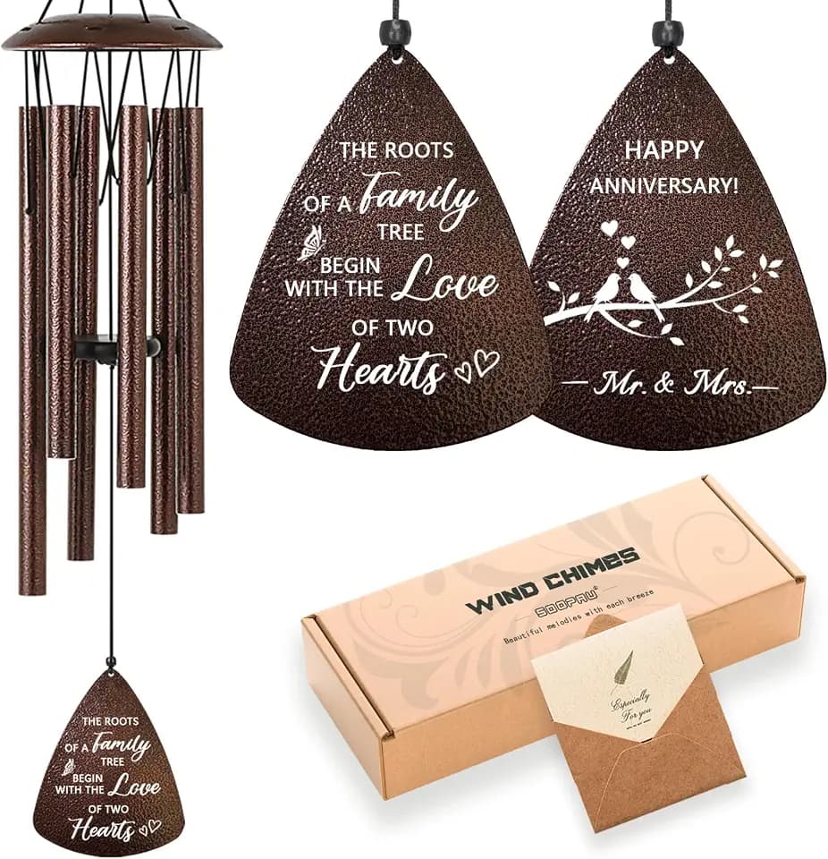 Wedding Anniversary Couples Gift, Happy Anniversary Decor, 32" Wind Chimes