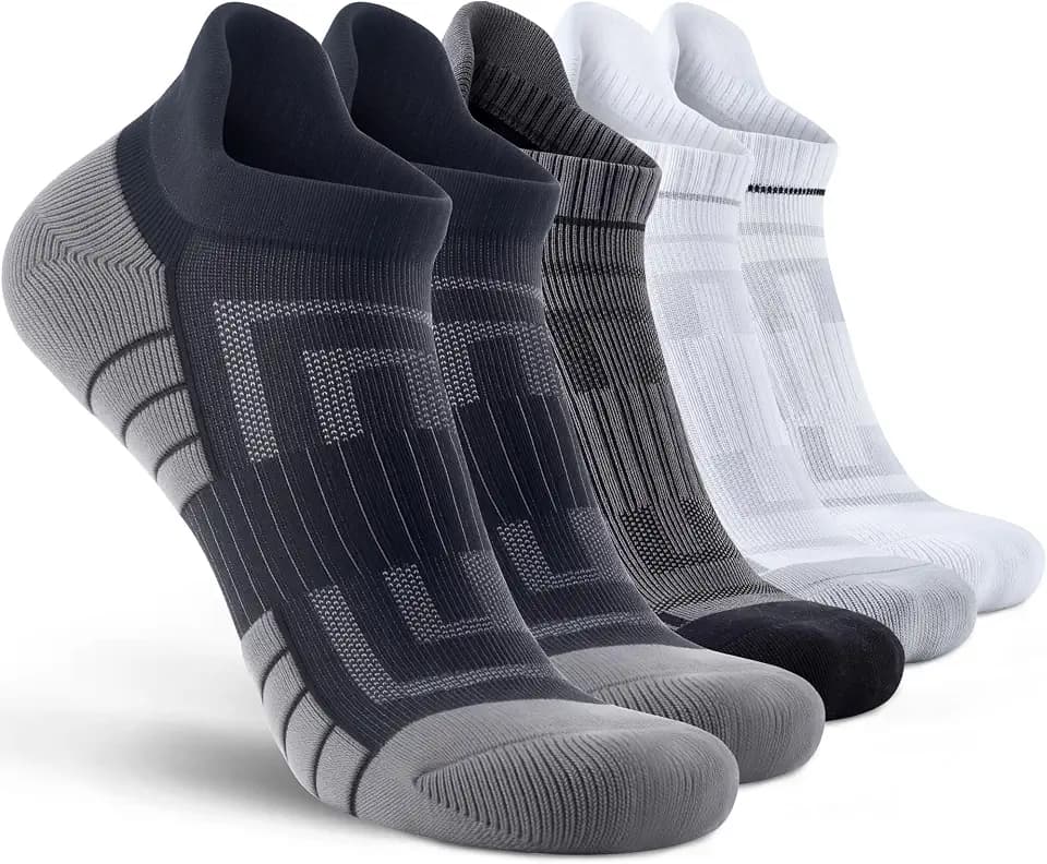 Mens Athletic Ankle Socks,Moisture Wicking Sports Socks for Men,Breathable Cushioned Running Socks, Size 10-13,5 Pairs