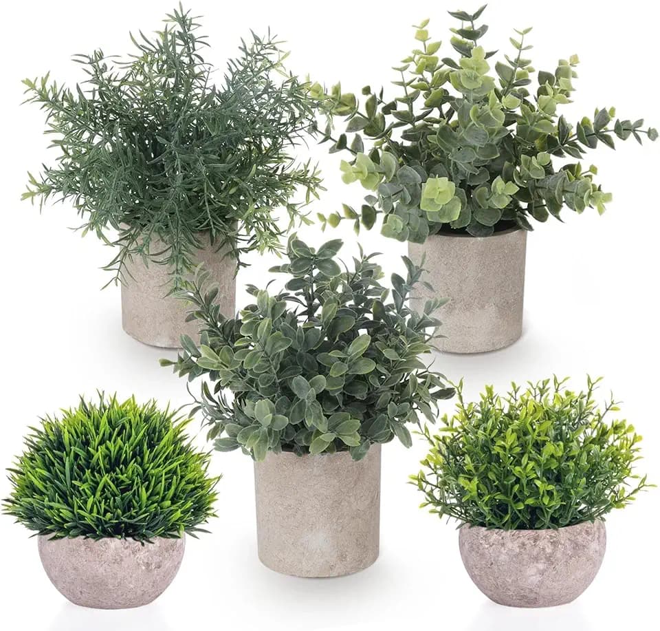 Kunstpflanze 5PCS Künstliche Pflanzen wie Echt im Topf Home Decoration