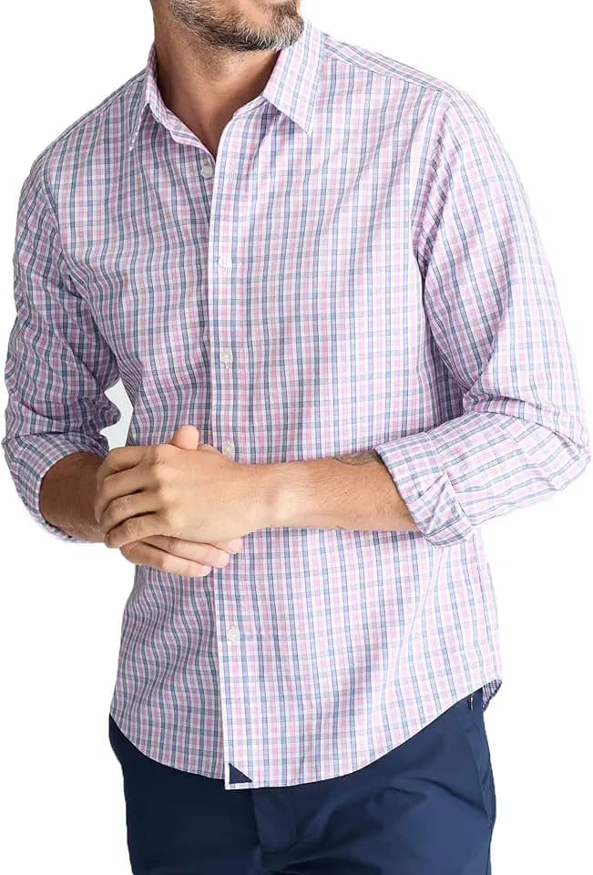 UNTUCKit Wrinkle Free Plaid Long Sleeve Shirt for Men