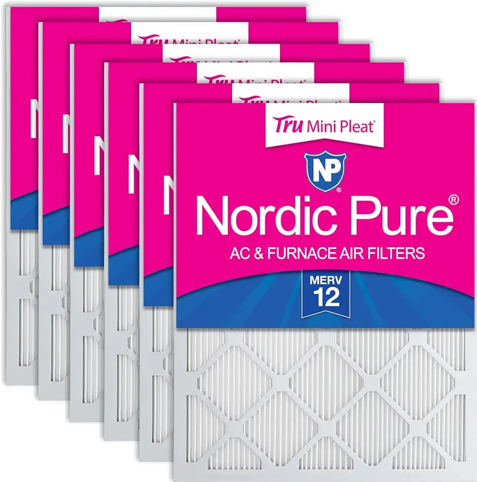 Nordic Pure 20x20x1 Tru Mini Pleat MERV 12 AC Furnace Air Filters 6 Pack