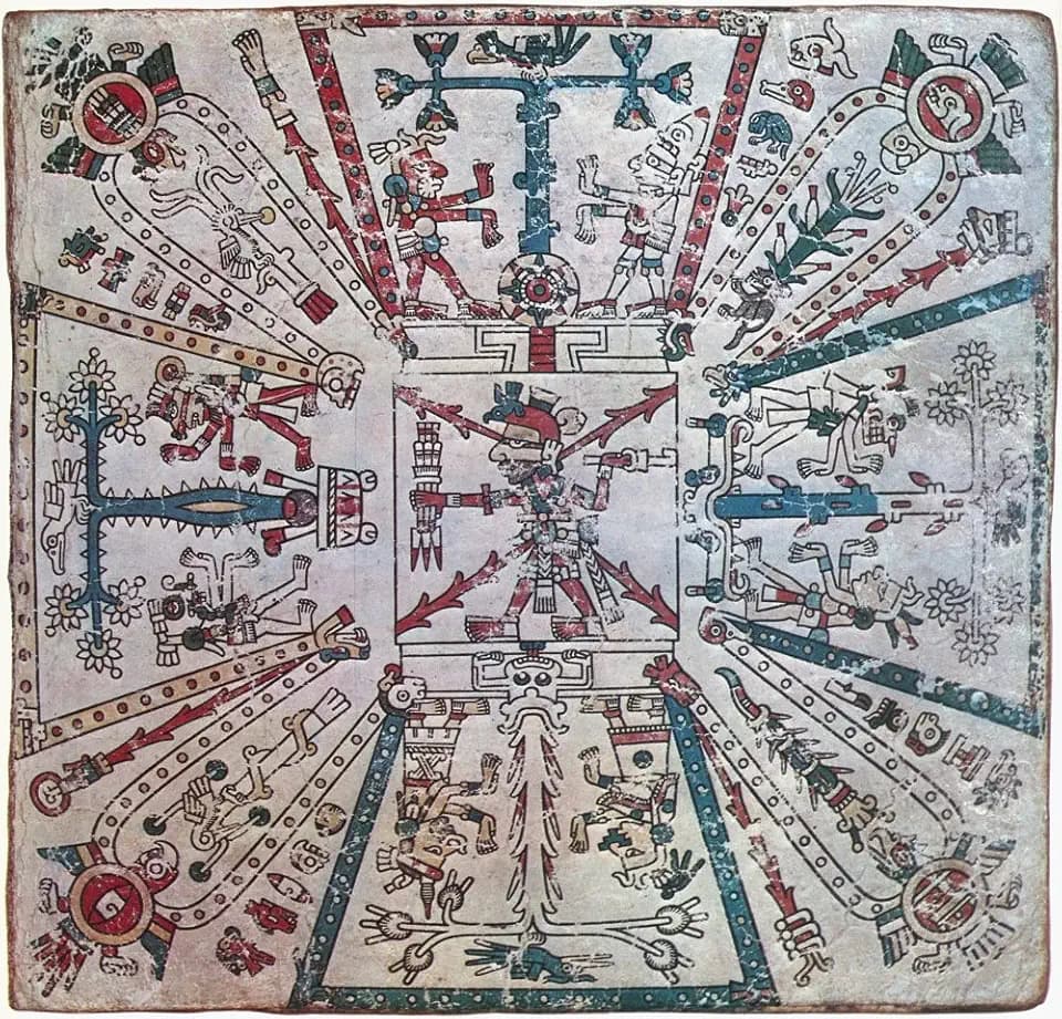 Aztec World Regions Naztec Painting From The Codex Fejervary-Mayer Depicting Five World Regions Four Of Which Have Been Destroyed The Center Is The Region Of The Present World Poster Print by (18 x 2