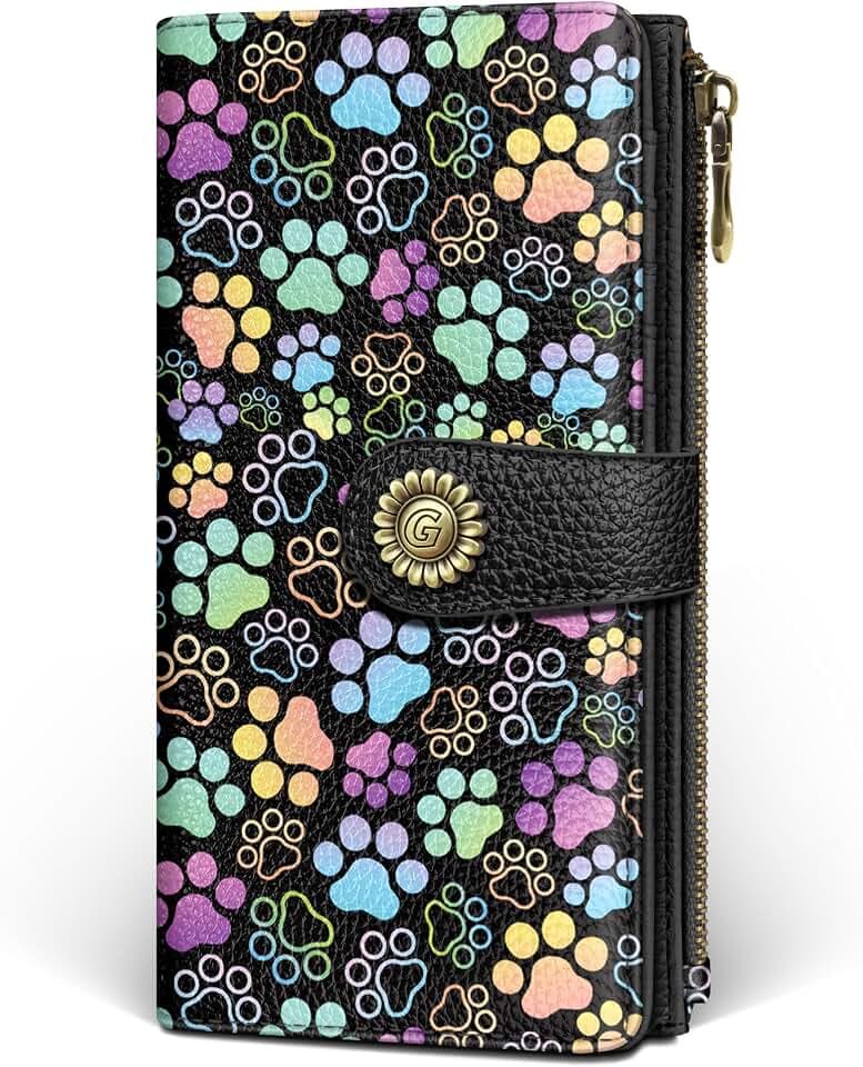 GIANCOMICS Puppy Dog Paw Womens Wallet RFID, Cute Credit Card Holder Bifold