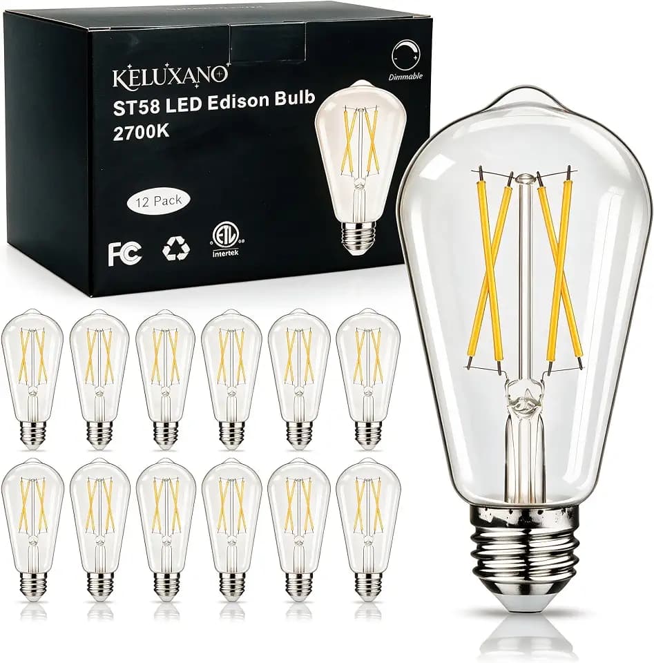 LED Vintage Edison Bulbs 6W, Eq 60W 2700K Cool White 90+CRI E26