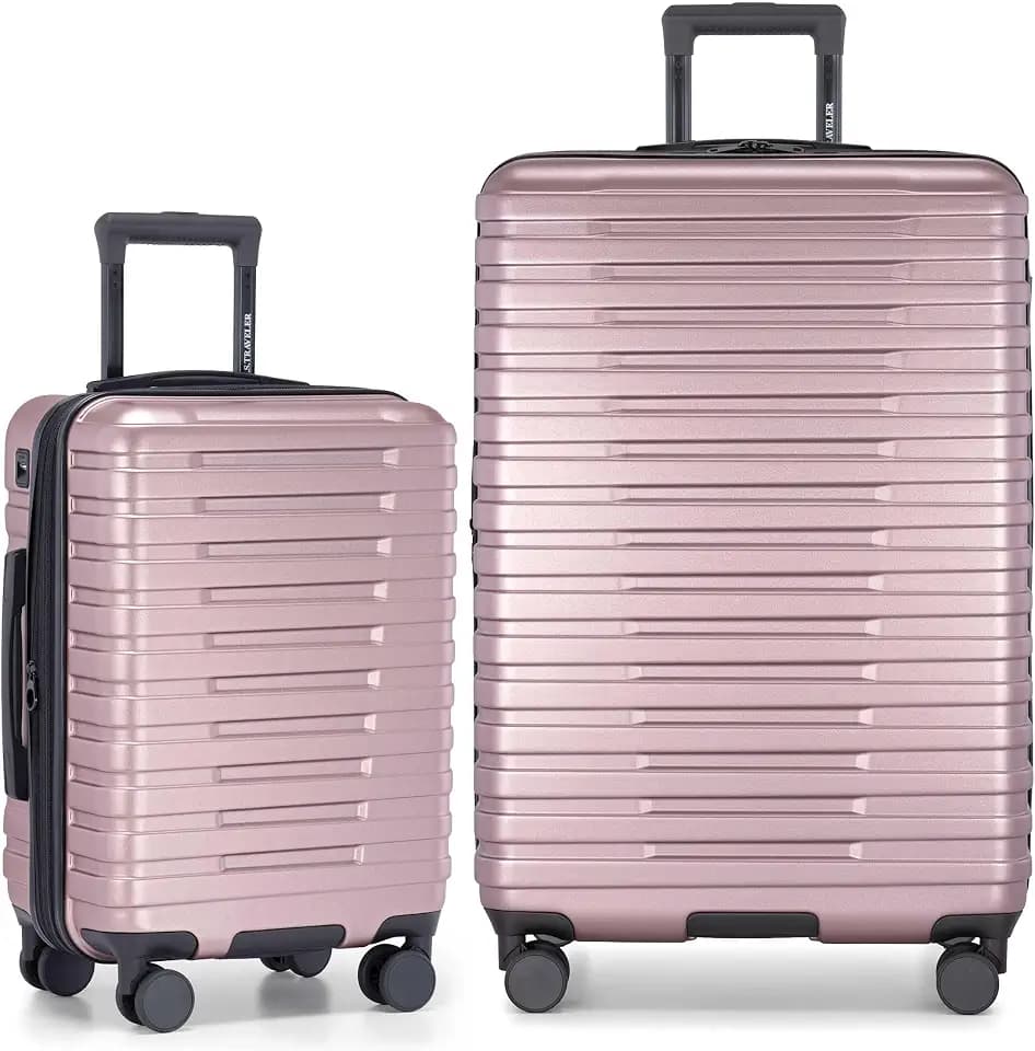 U.S. Traveler Boren Expandable Hardside Rugged Travel Luggage with 8 Spinner Wheels, Orchid, 2-Piece Set