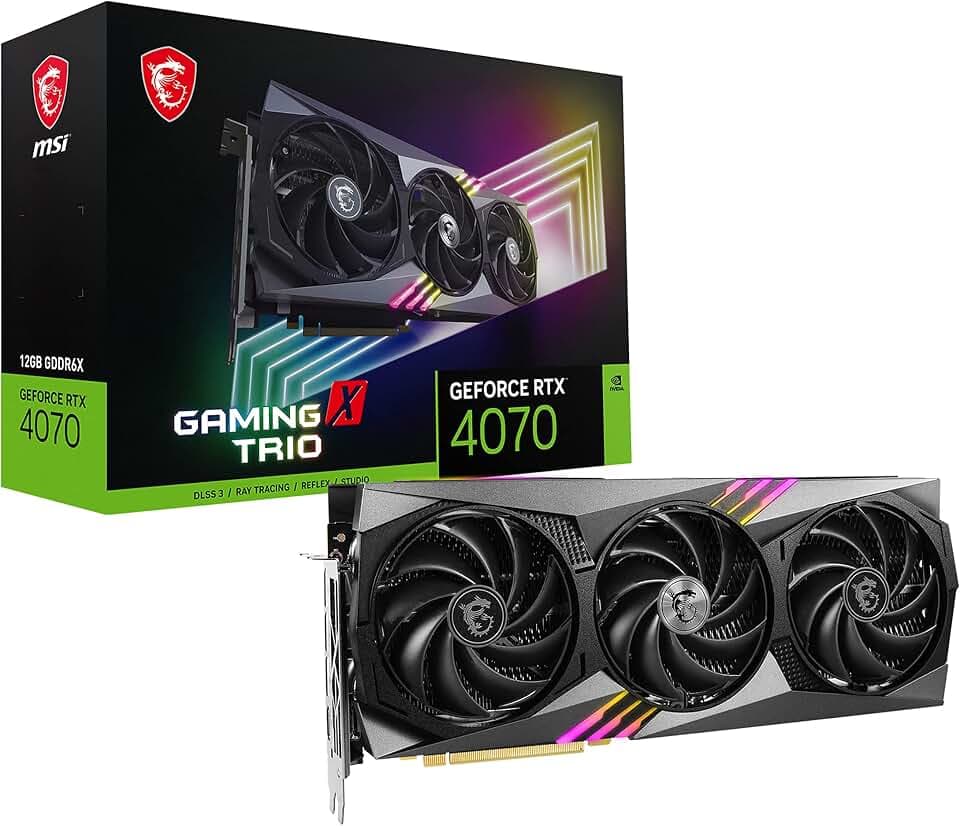 MSI Gaming GeForce RTX 4070 12GB GDRR6X 192-Bit HDMI/DP Nvlink TORX Fan 4.0 Ada Lovelace Architecture Grafikkarte (RTX 4070 Gaming X Trio 12G)