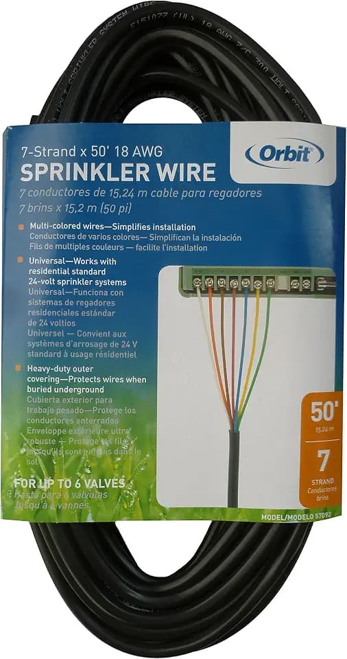 Orbit Underground Sprinkler Wire, 7-Strand, 50 ft, 18-Gauge - 57092