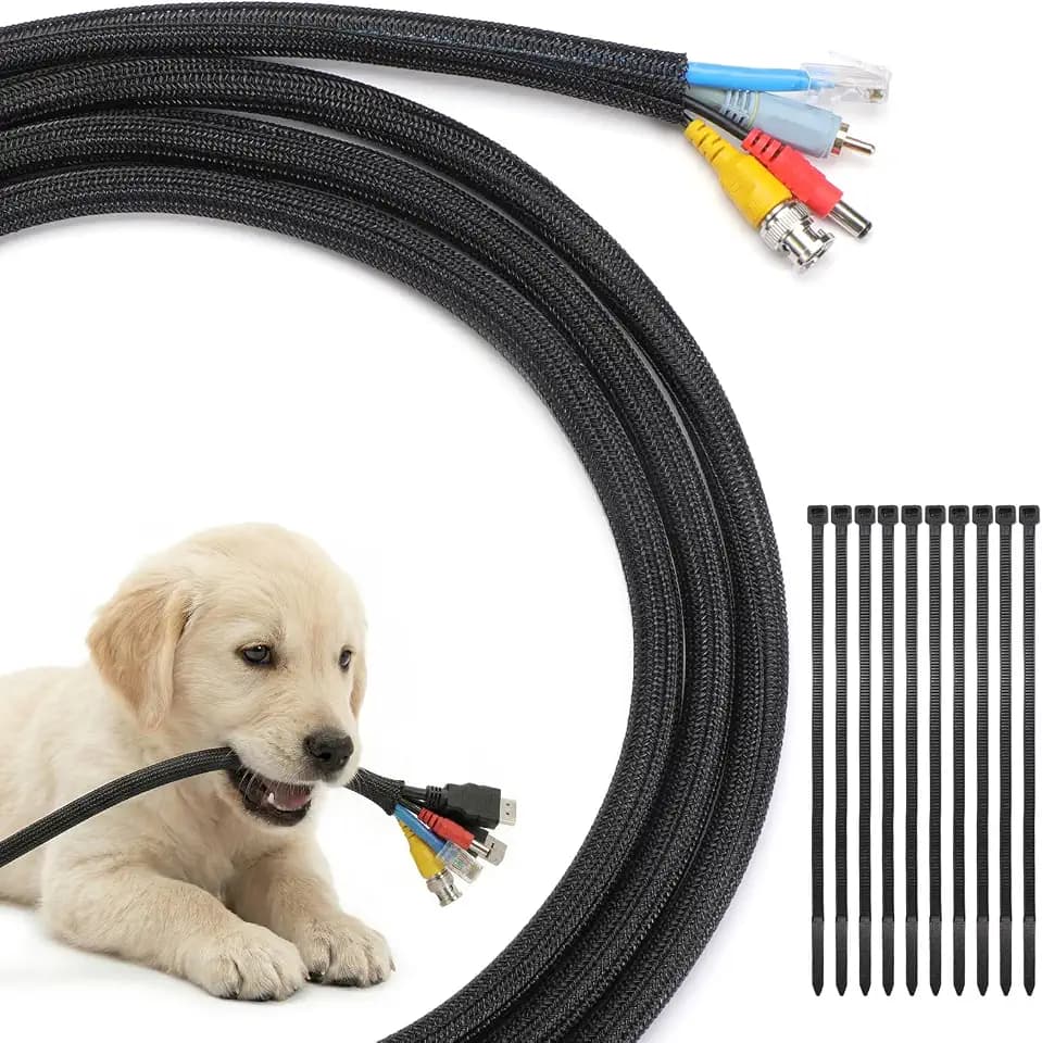 Yecaye 10ft - 1/2 inch Cord Protectors from Pets no Chew, Black
