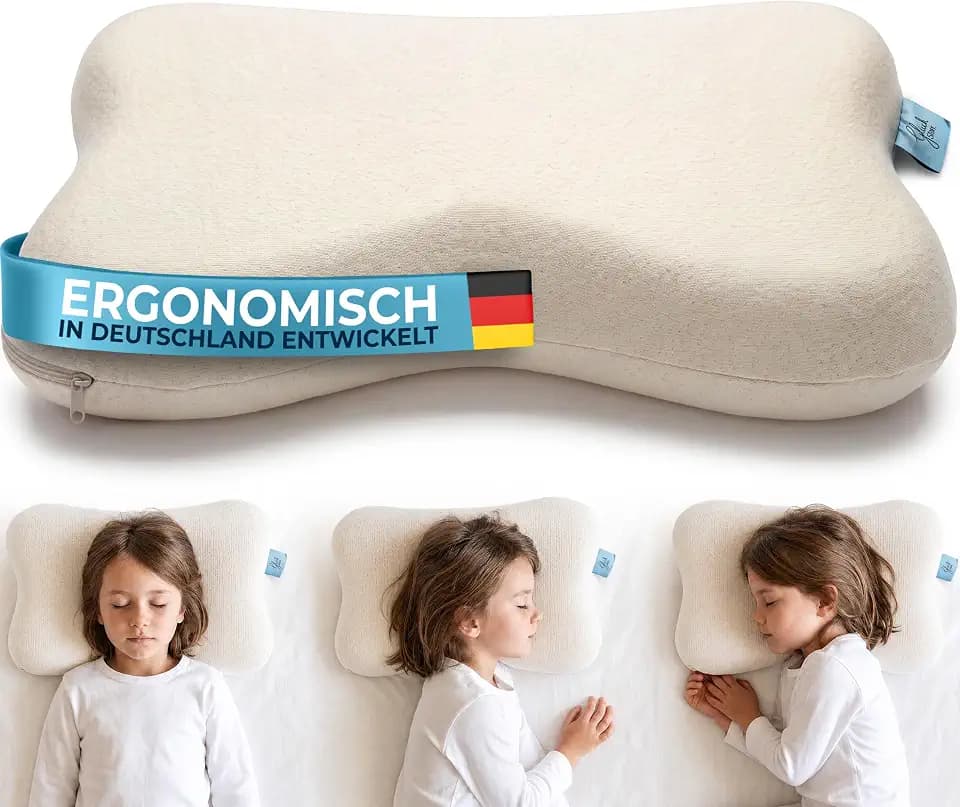Glückstoff® Ergonomisches Kinderkissen - Kopfkissen ab 2 bis 12 Jahre