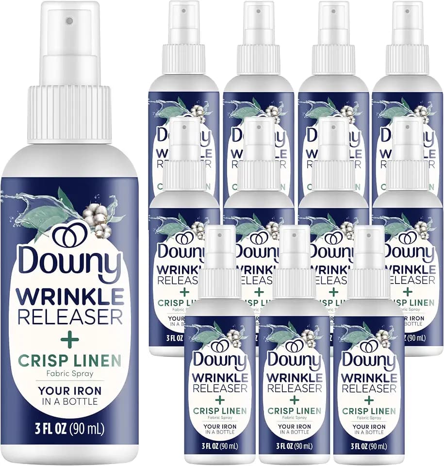 Downy Wrinkle Release Spray Travel Size, All In One Formula, Removes Wrinkles, Static and Odor Eliminator, Light Fresh Scent, 3 Fl Oz, Pack of 12