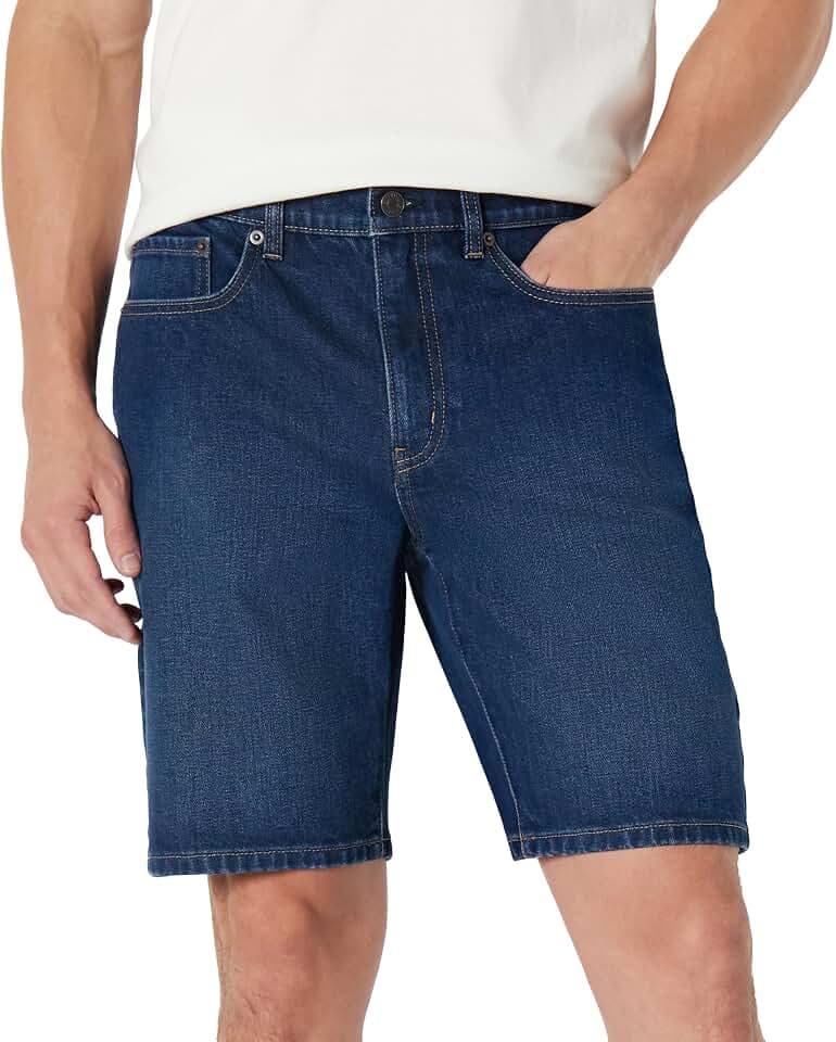 Amazon Essentials Herren Straight-Fit-Stretch-Jeansshorts