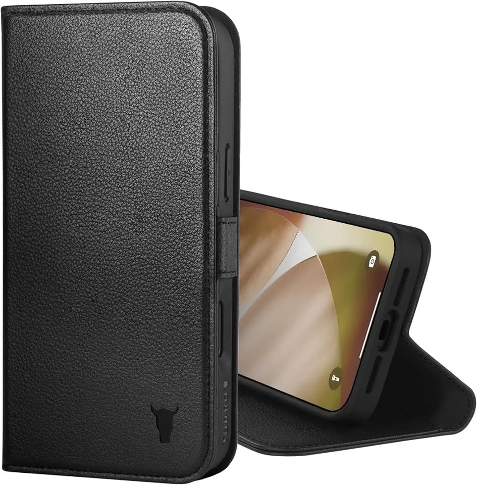 TORRO Leather Wallet Case for iPhone 18 Pro and 17 Pro, Black