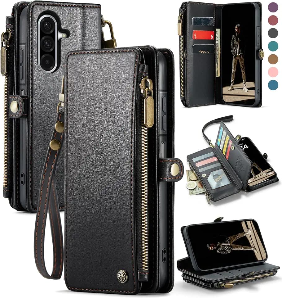 Defencase for Samsung Galaxy A36 5G Wallet Case with Card Holder, Black