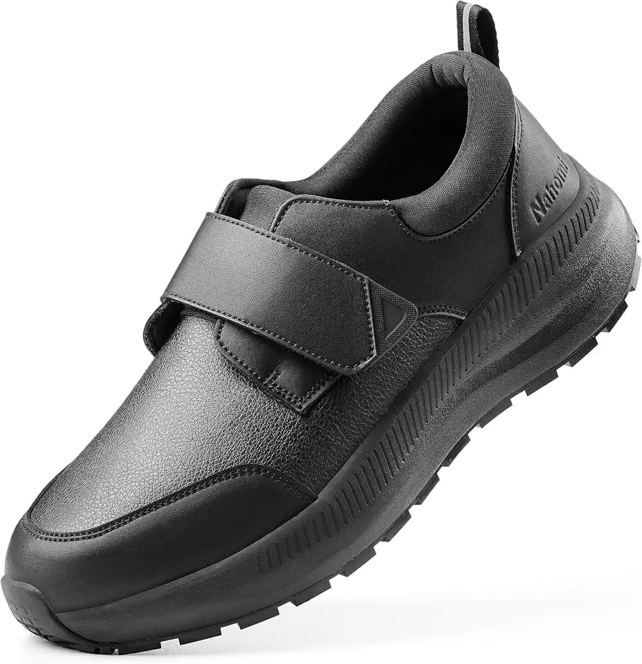 Nahomi Non Slip Work Shoes for Men, Comfortable Black Chef Shoes