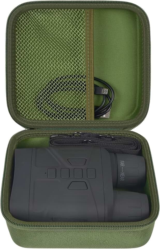 Case Compatible with Fvtga/for Vtiisamao Night Vision for Goggles - 4K Night Vision Binoculars, Holder for Telescopes Optics Scope, Mesh Pocket for 32GB Memory SD Card, Neck Strap (Case Only) (Green)