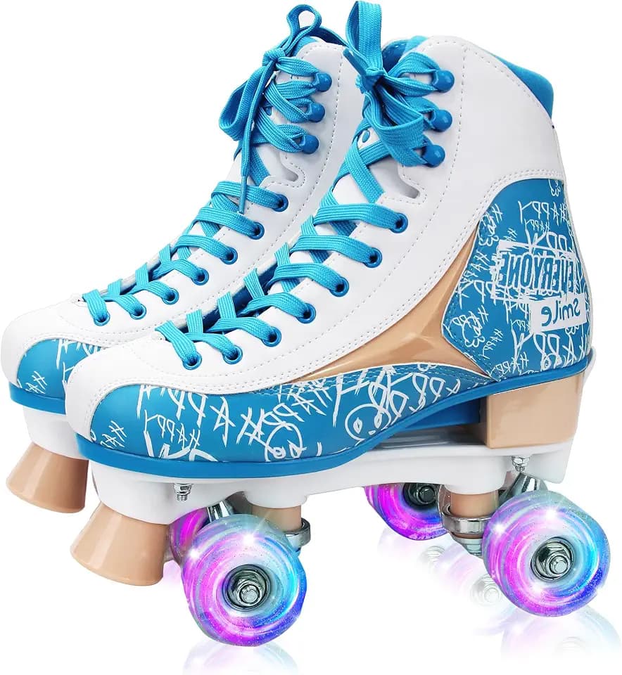 LKD Adjustable Roller Skates for Kids & Teens (Ages 6-18) – Comfortable Quad Skates with Half-Size Dial, Plush Velvet Lining, Anti-Blister Design – Trendy Two-Tone Colors